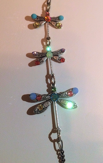 Anne Koplik Dragonfly Jeweled Necklace & Earring Set - Silver Plated-