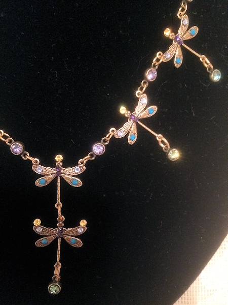 Anna Koplik Dragonfly Necklace, Bracelet, Earrings Parure Set - Gold Plated-
